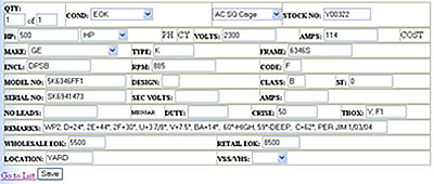 Web Database Application Edit Screen
